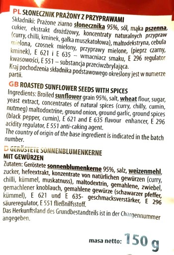 Slnečnicové semienka pražené s korením 150G Sonpex