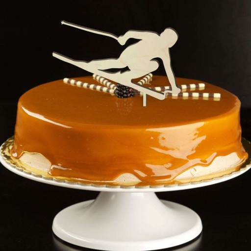 TOPPER CAKE dekorácia drevo SPORT Lyžiar WINTER