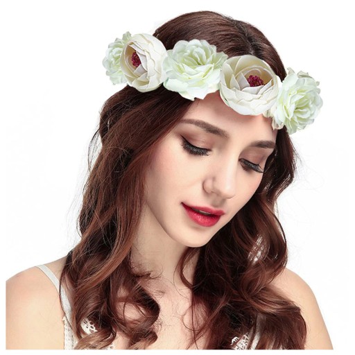 HEAD WIREW FLOWERS veľká biela čelenka BOHO