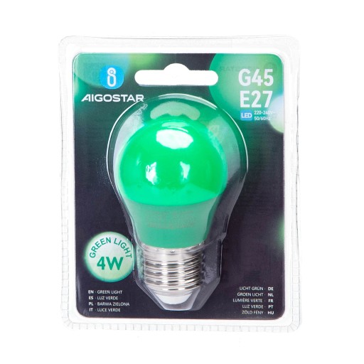 Dekoratívna LED žiarovka E27 na 230V G45 4W zelená