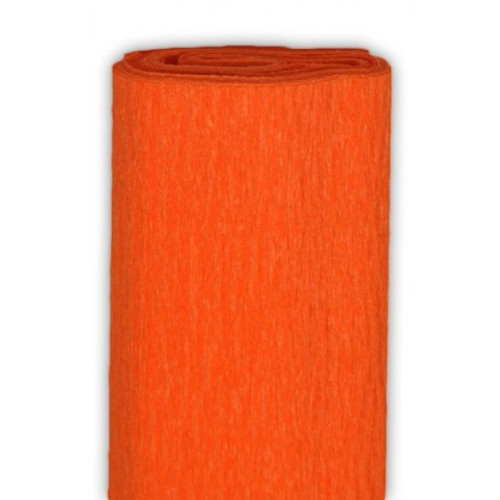 Krimpovaný hodvábny papier - oranžový, 50 x 200 cm