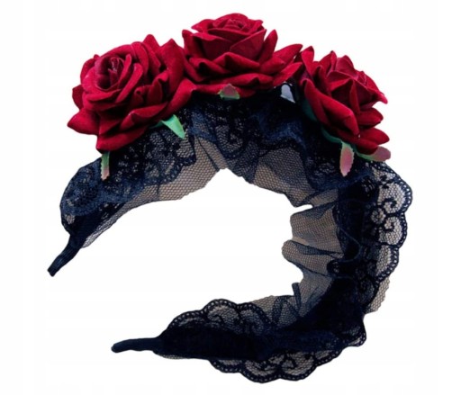 ČELENKA HALLOWEEN ROSE GOTH ČERVENÝ KARNEVAL strašidelný kostým