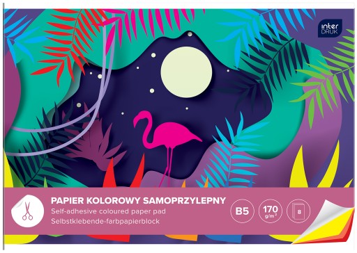 Farebný vystrihovací papier B5, samolepiaci, 8 farieb