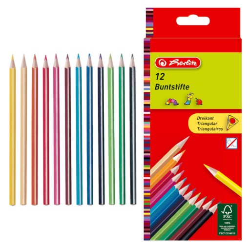 Trojuholníkové ceruzkové pastelky, 12 farieb, Herlitz