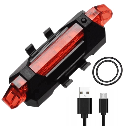 LED ZADNÁ BICYKELOVÁ LAMPA, vstavaná batéria, USB nabíjanie