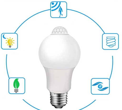 E27 LED žiarovka 12W PIR DUSK MOTION senzor