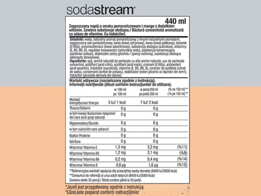 POMARANČOVO MANGO NULOVÝ KONCENTRÁT SIRUP NA SODASTREAM DRINK 9L so 440ml