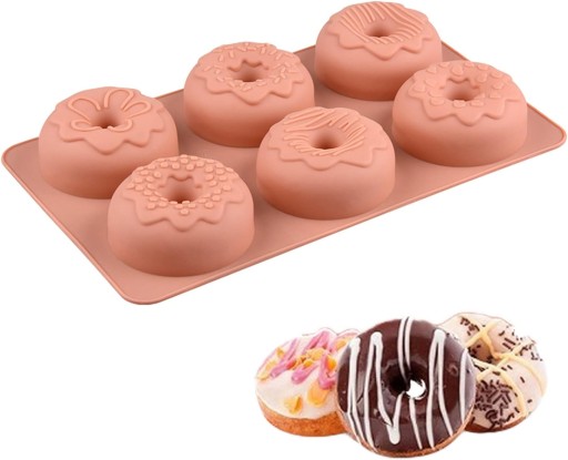 SILIKÓNOVÁ FORMA Formičky na donutové muffiny na donuty donuty s otvorom 6 ks