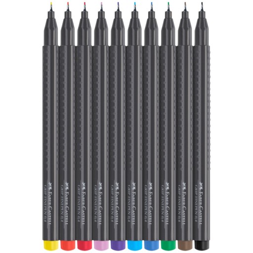 Sada jemných linerov Grip 2010 Faber-Castell v kartónovej krabici, 10 ks.