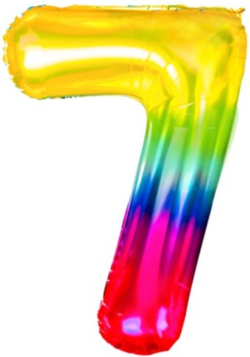 OMBRE fóliový balón číslo 7 narodeninový dúhový XXL