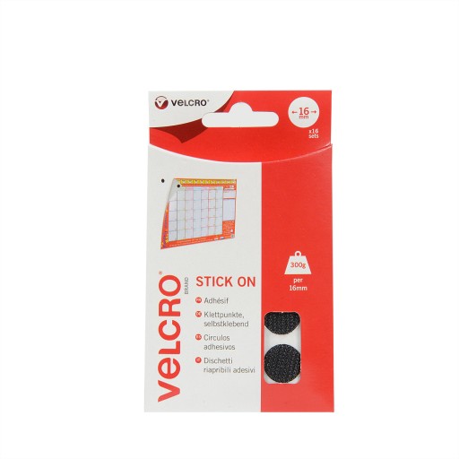 VELCRO Samolepiaci suchý zips 16mm office home 16 kusov čierny