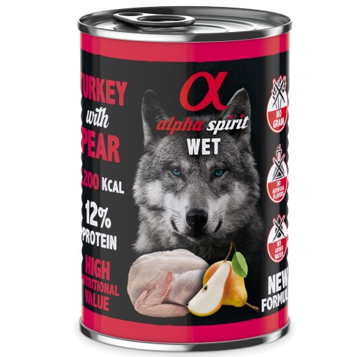 Alpha Spirit mokré krmivo moriak s hruškou 400g