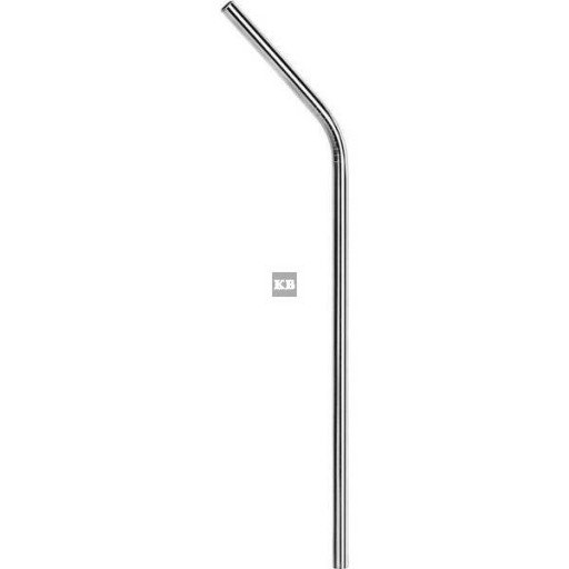 Zahnutá strieborná oceľová slamená trubica, 21,5 cm