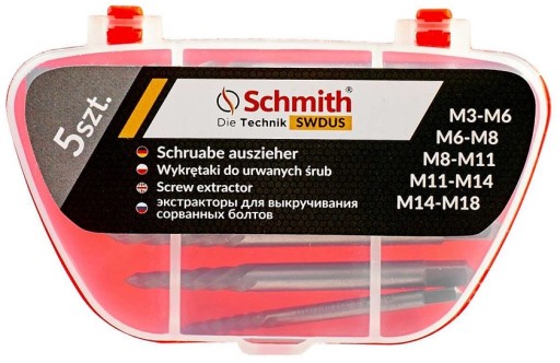 VYSÁVAČKY PRE PORUŠENÉ SKRUTKY 5 kusov SADA ODSÁVAČOV SCHMITH