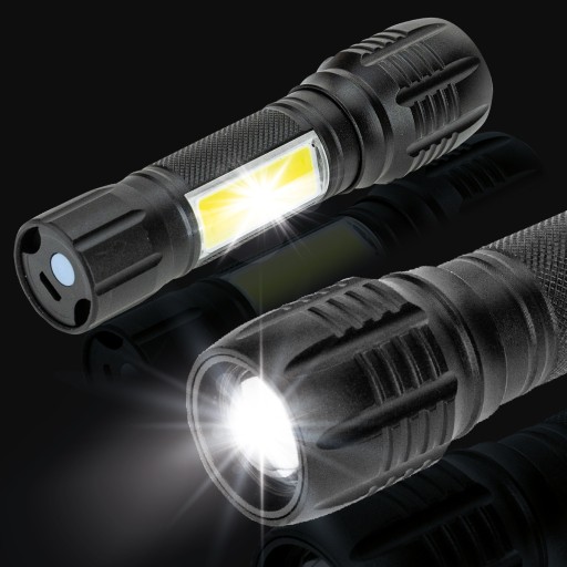 Výkonná nabíjateľná LED taktická baterka + ZOOM