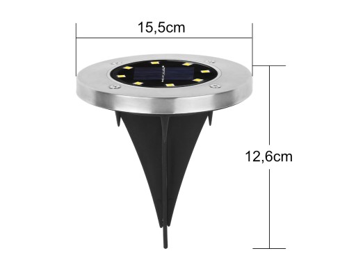 LED zemné solárne záhradné svietidlo IP44 Kotúčové solárne svietidlá