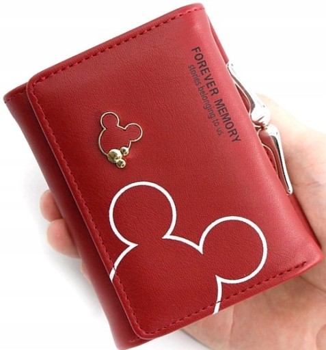 Dámska peňaženka Small Mickey WALLET Mouse Red na karty Priestranná kožená
