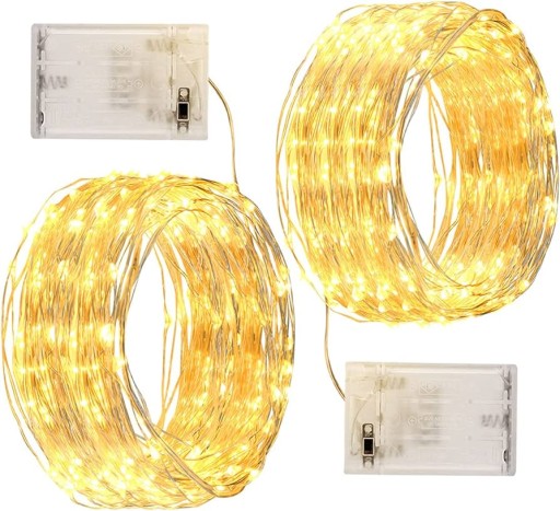 DRÔTOVÉ LAMPY 20 LED AKUMULÁTOROV TEPLÁ BIELA 2 m 11 - 20 sv.