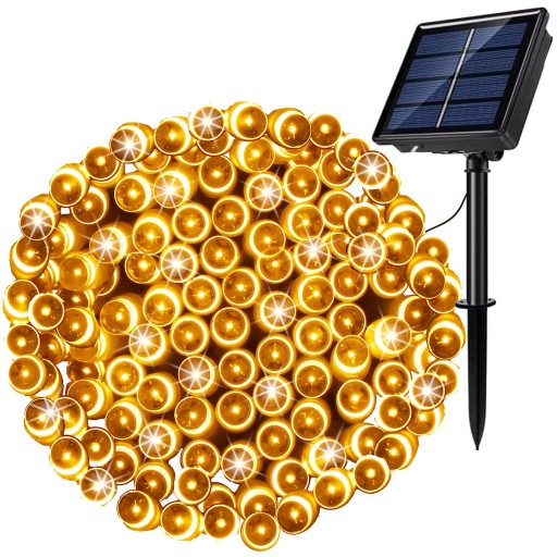 SOLÁRNE GARLANDOVÉ LAMPY 100 LED ZÁHRADNÉ solárne 12m TEPLÉ BIELE