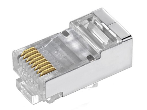 RJ45/8P8C Zástrčka STP cat.6, krútená dvojlinka, drôt/lanko AWG24-26, priechodná, 10 ks.