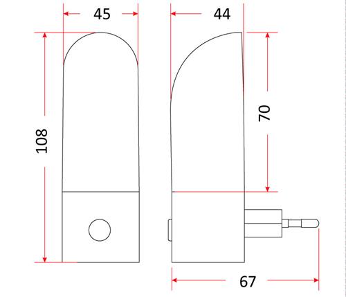 LED NOČNÁ LAMPA LN-06-LED DO ZÁSUVKY SIEŤOVÉHO SNÍMAČA
