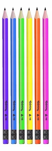 6x TROJUHOLNÍKOVÁ HB NEON COLORINO detská ceruzka