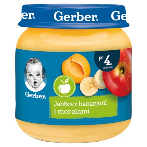 Gerber Jablká s banánmi a marhuľami po 4 mesiacoch 125g