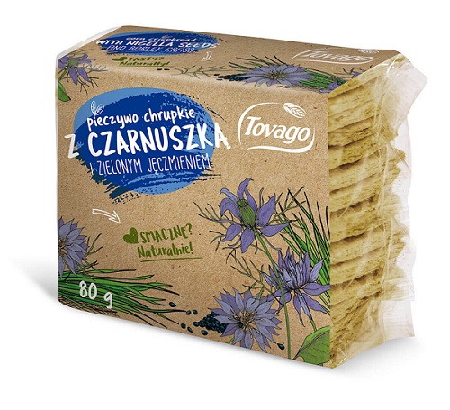 Knäckebrot s čiernym kmínom a zeleným jačmeňom 80g Tovago