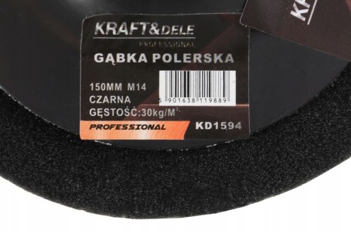 Leštiaci špongia, veľmi tvrdá, 150mm, závit M14, čierna