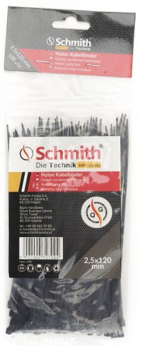 VIAZAČ NA KABEL 2,5x120 NYLON ČIERNA 100 ks SCHMITH