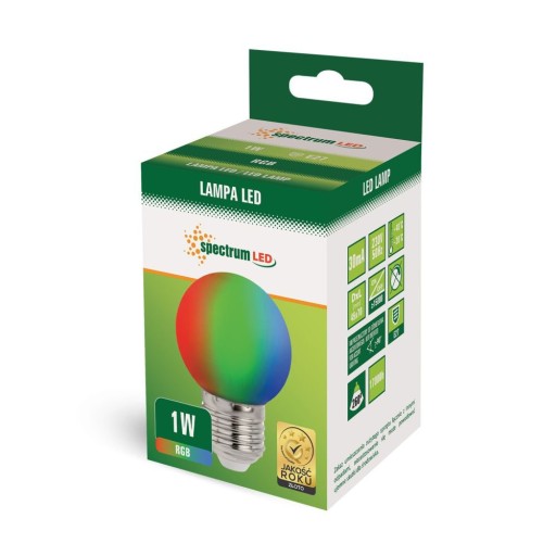 LED DEKORATÍVNA GUĽOVÁ ŽIAROVKA VIACFAREBNÁ RGB E27 1W NA DEKORATÍVNU VENČU