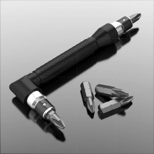 SKRUTKOVAČ S UHLOVOU RÚČKOU NA HROTY 1/4 MAGNETICKÝ ADAPTÉR + BROTY 10x