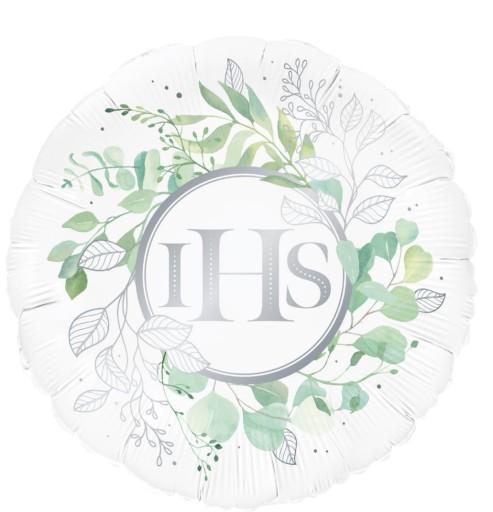 Okrúhly fóliový balón Prvé sväté prijímanie Eukalyptus IHS 45 cm
