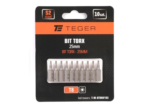 Bit TORX 25 mm/T8 (SADA 10 KS) / TEGER [T-W-BTO