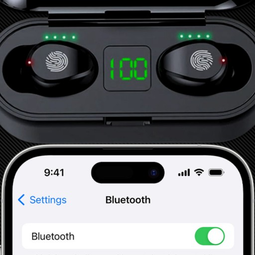 BEZDRÔTOVÉ SLÚCHADLÁ BLUETOOTH 5.3 MIKROFÓN DOTYKOVÉ OVLÁDANIE + POWERBANK