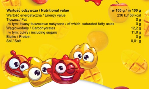 Real Pharm Jelly Fruits Mango Jablko FRUŻELINA BEZ CUKRU 1kg DÁTUM 30/06/24