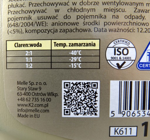 ZIMNÁ KVAPALINA DO OSTREKOVAČA KONCENTRÁT -80C 1L K2
