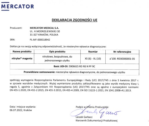 RUKAVICE MERCATOR NITRILOVÉ RUKAVICE NITRYLEX MAGENTA VEĽKOSŤ S