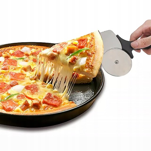 SADA nožov a špachtle na pizzu 2V1, ČIERNA OCEL