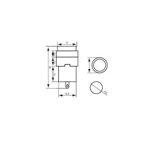 Kontrolka 12mm 230V AC červená