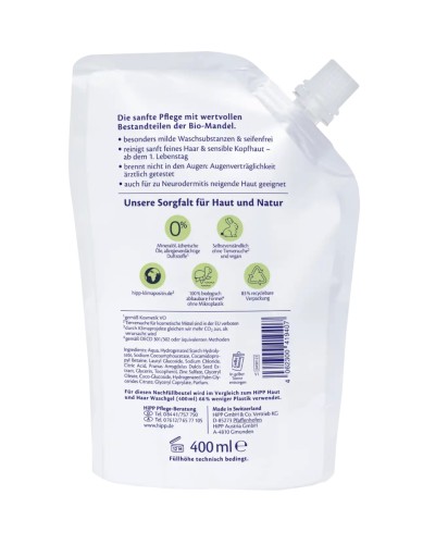 HIPP WASCHGEL prací gél pre deti REFILL 400ml Z NEMECKA