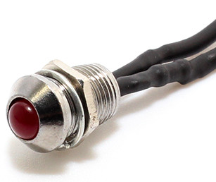 LED indikátor 5/8 mm, 12V ČERVENÁ, kábel 20 cm