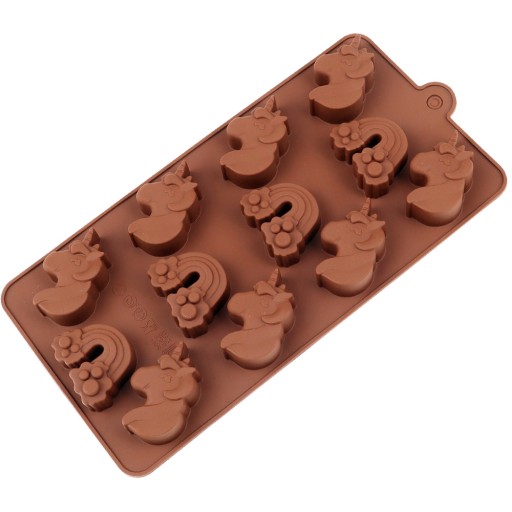 SILIKÓNOVÁ MOLOVÁ FORMA ČOKOLÁDOVÁ KOCKA PRALINE JEDNOROŽEC DÚHA