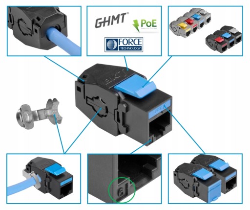 Beznástrojový modul BKT Keystone RJ45 UTP cat.6