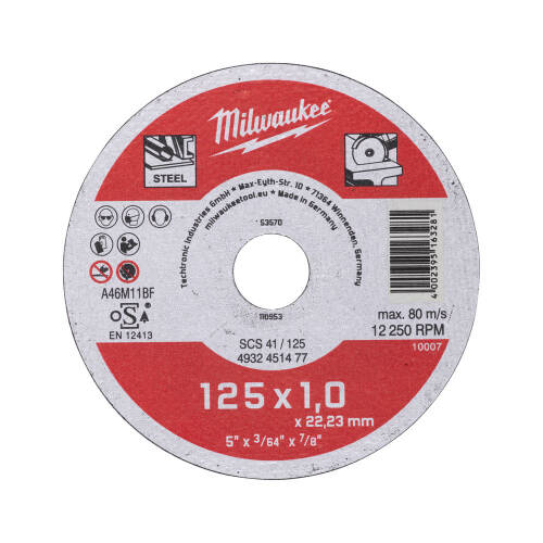Rezný kotúč na kov Milwaukee 125X 1,0 X 22,23