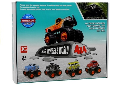 Auto 4x4 klasický model na veľkých kolesách 4 farby