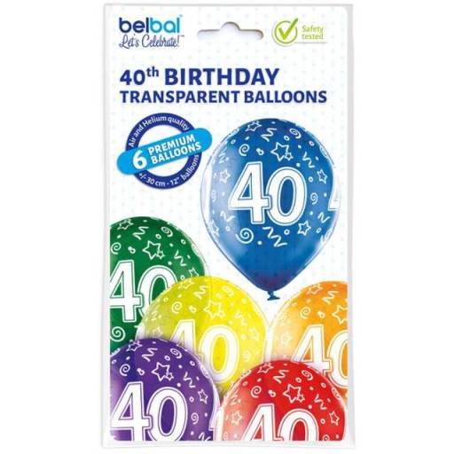 Narodeninové BALÓNY 40th BIRTHDAY mix farebný x6