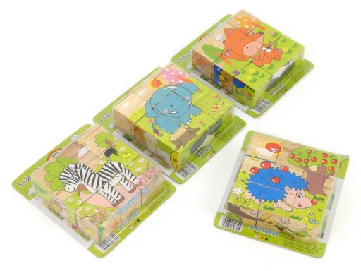 DREVENÉ PUZZLE ZVIERATKÁ bloky 9 kusov 6344