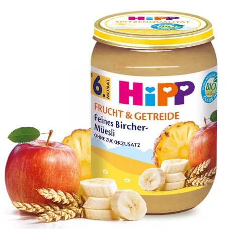 Hipp Bio Müsli Cereálie Ananás Banán Jablko 6m 190g
