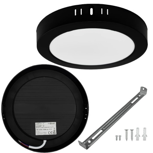 Prisadené stropné svietidlo Plafon LED okrúhle čierne 12W 17cm 4000K